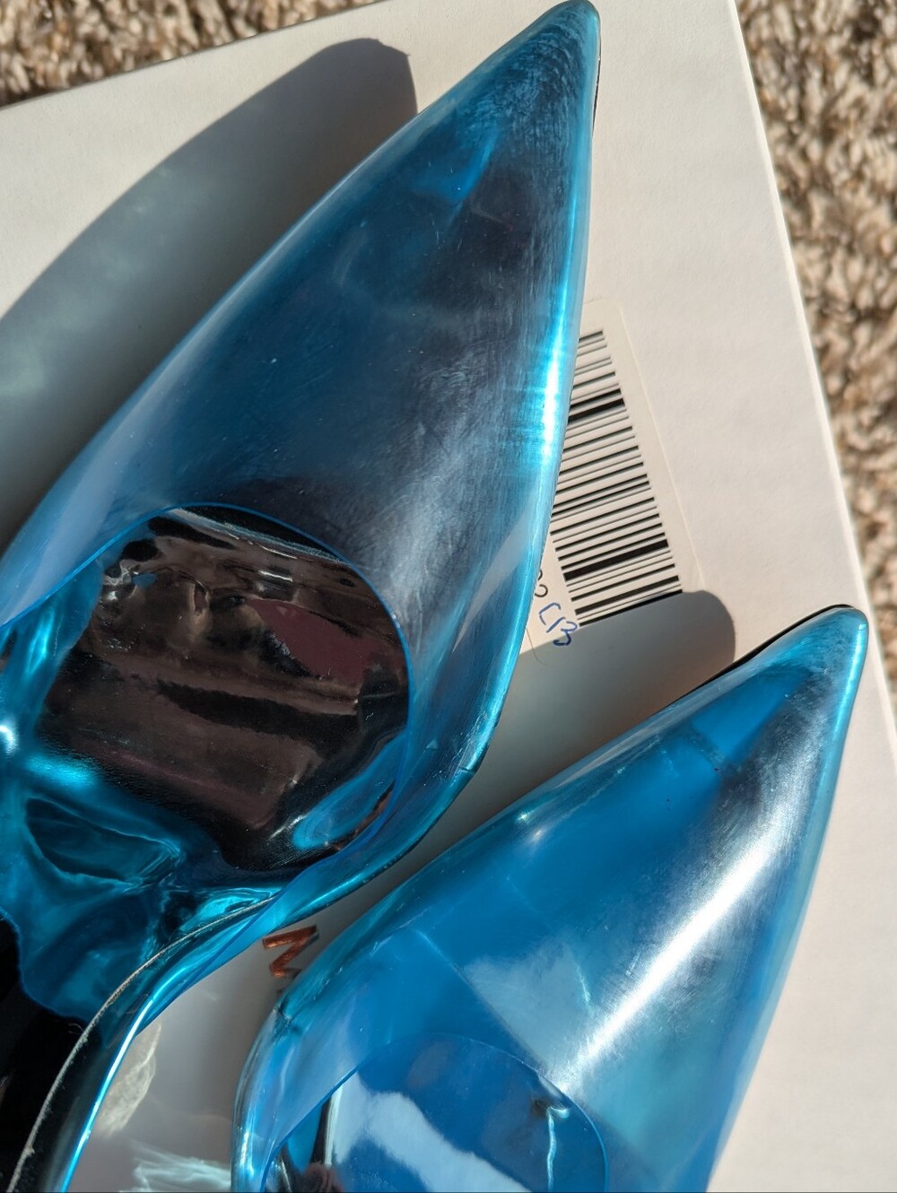 Good American Translucent Blue Pointed Toe Mule Heel - Picture 9 of 13
